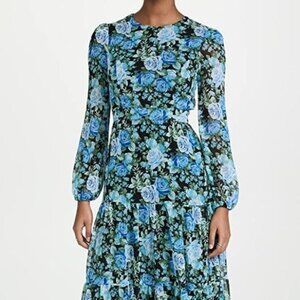 WAYF Blue Floral Midi Dress